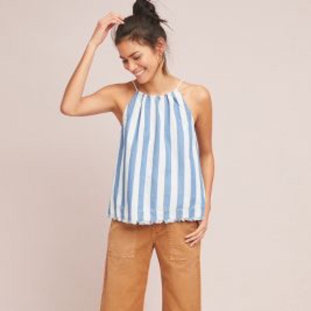 Chambray Printed Halter Top